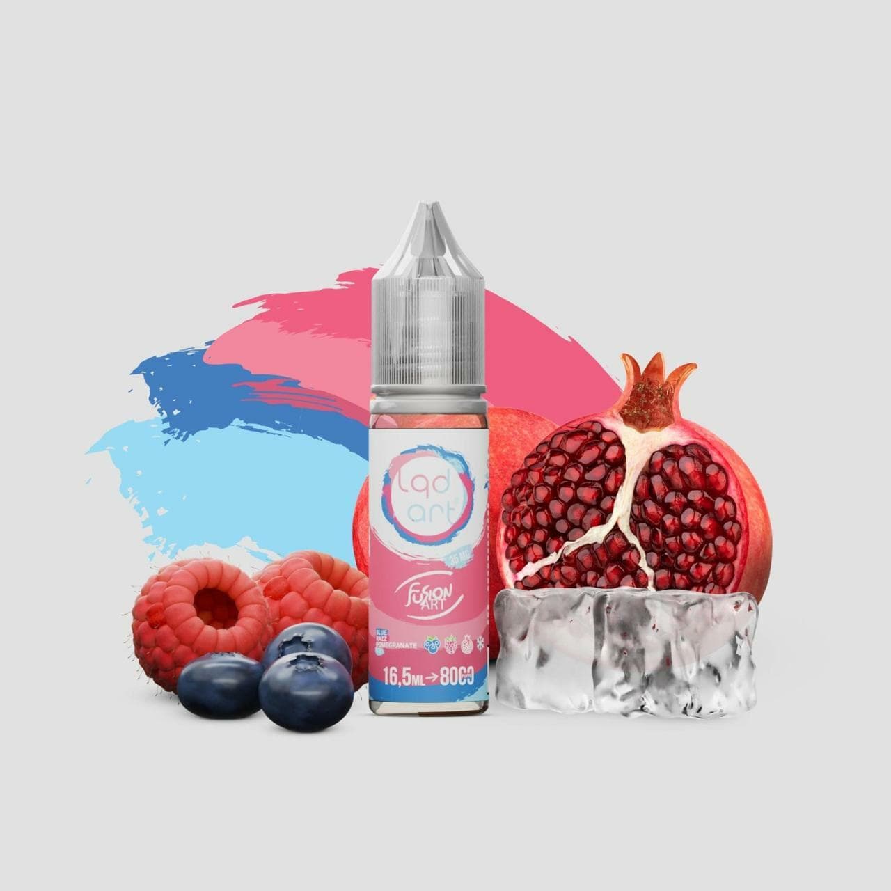 Juice Nic Salt Blue Razz Pomegranate Ice - Fusion Art | LQD Art